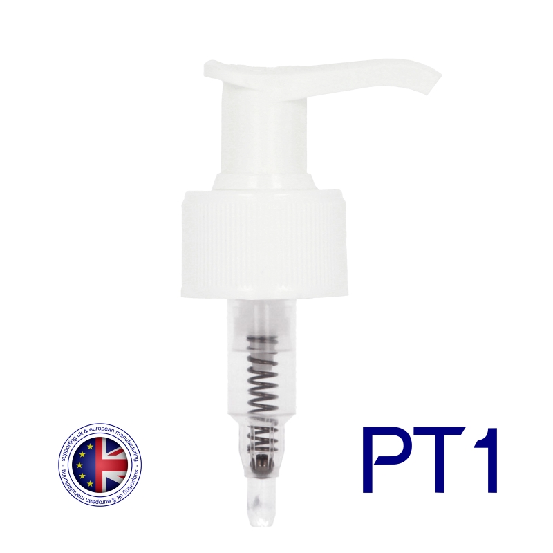 Ribbed White PT1 Lotion Pump Lock-Up