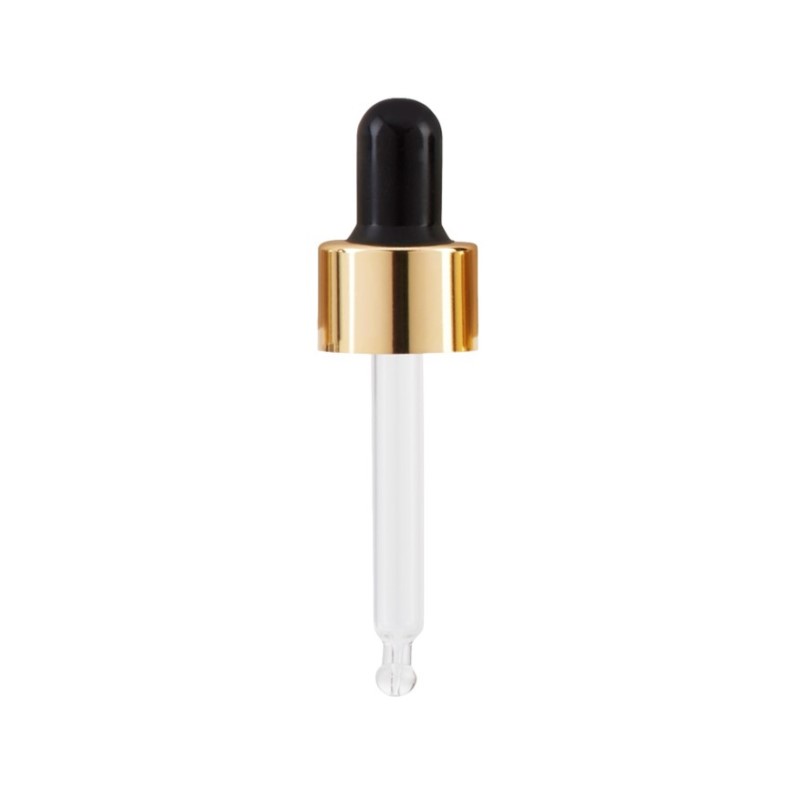 Smooth Wall Gloss Gold Cosmetic Pipette Black Silicone Bulb