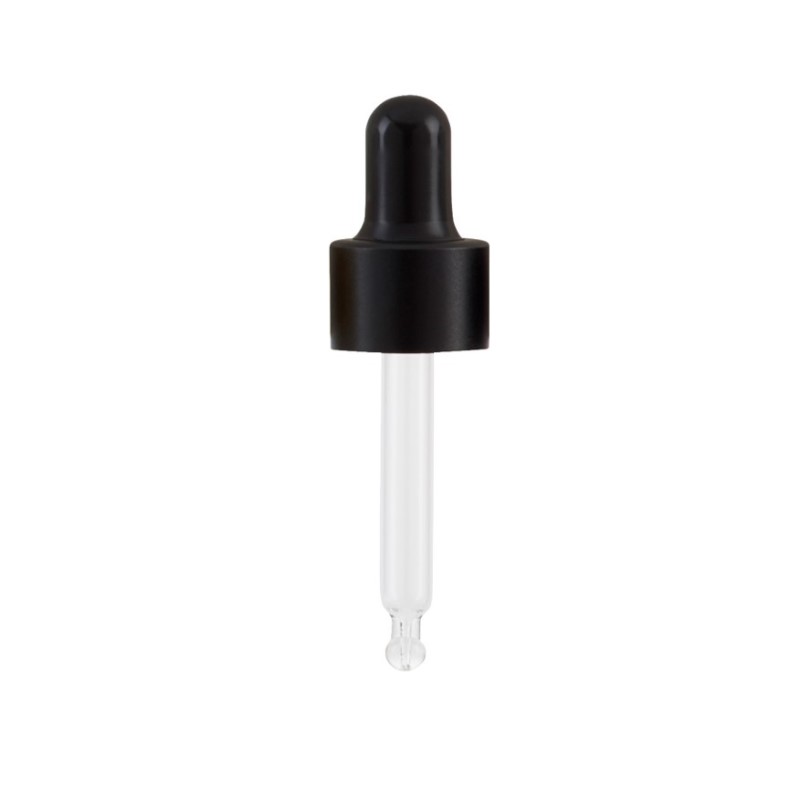Smooth Wall Matt Black Cosmetic Pipette Black Silicone Bulb