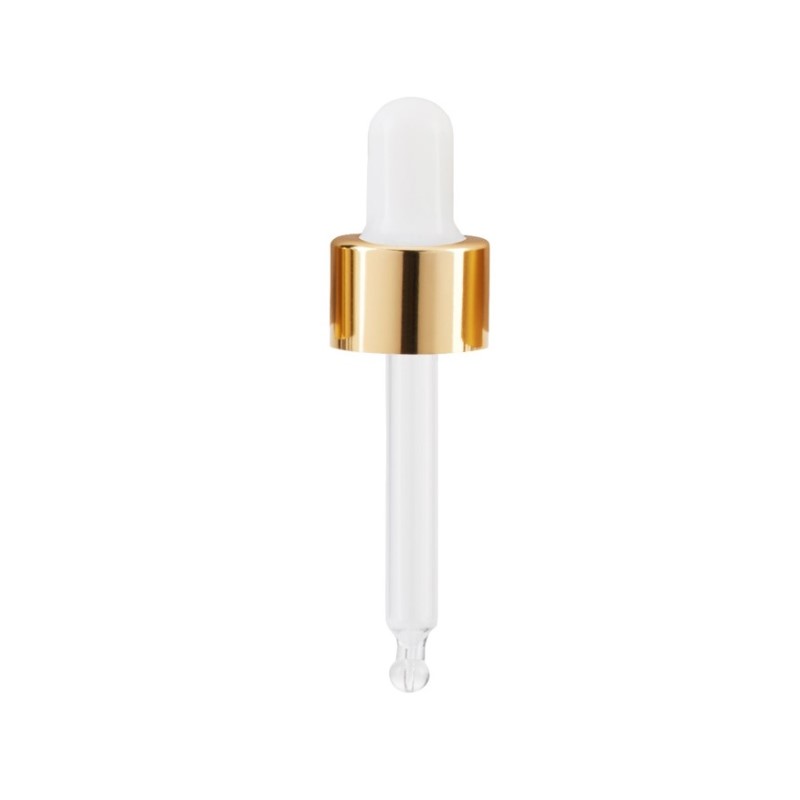 Smooth Wall Gloss Gold Cosmetic Pipette White Silicone Bulb
