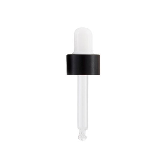 Smooth Wall Matt Black Cosmetic Pipette White Silicone Bulb