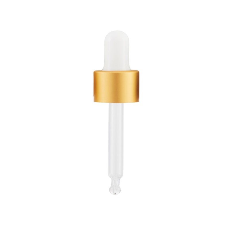 Smooth Wall Matt Gold Cosmetic Pipette White Silicone Bulb