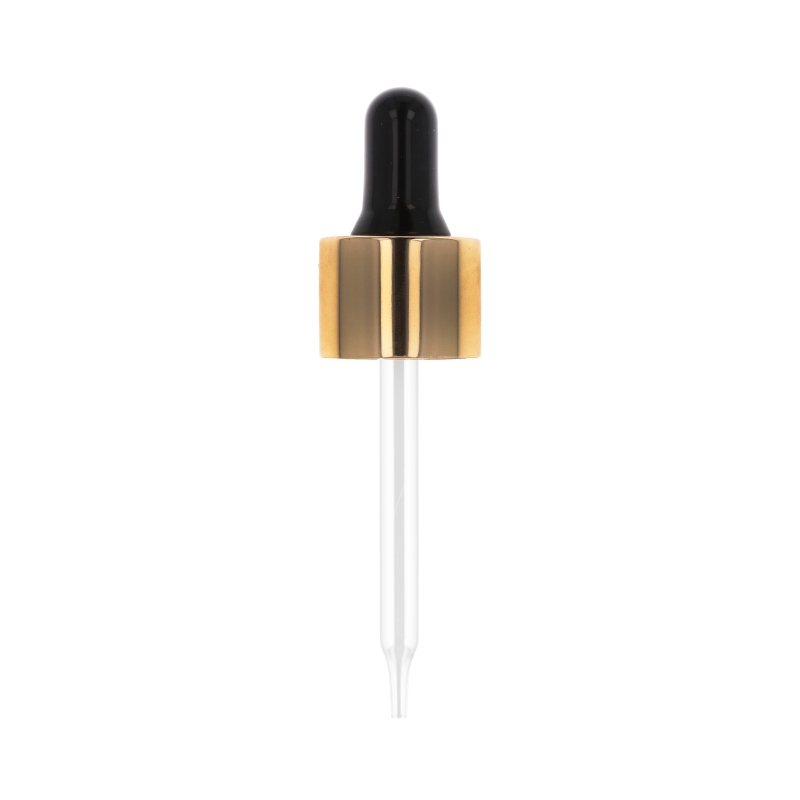 Smooth Wall Gloss Gold Cosmetic Pipette Black Silicone Bulb