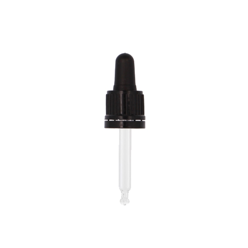 Ribbed Black Assembled TE Pipette Dropper, Black Nitrile 1.0ml Bulb