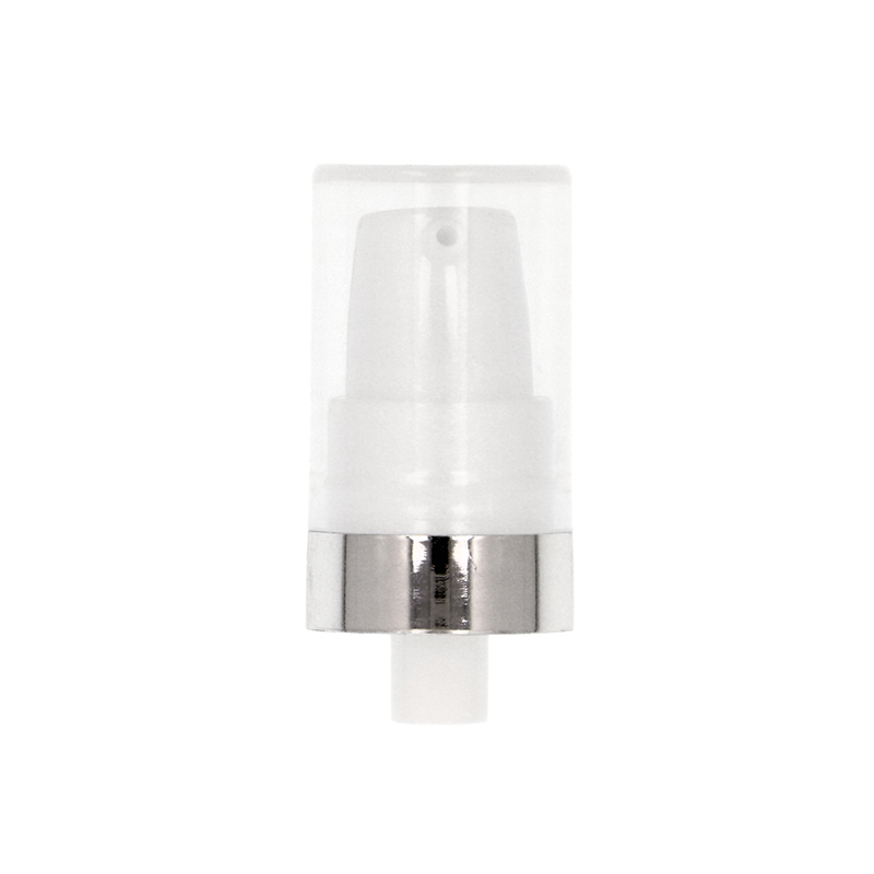 White Breeze Eco Airless Pump w/ Clear PP Overcap, Silver Band