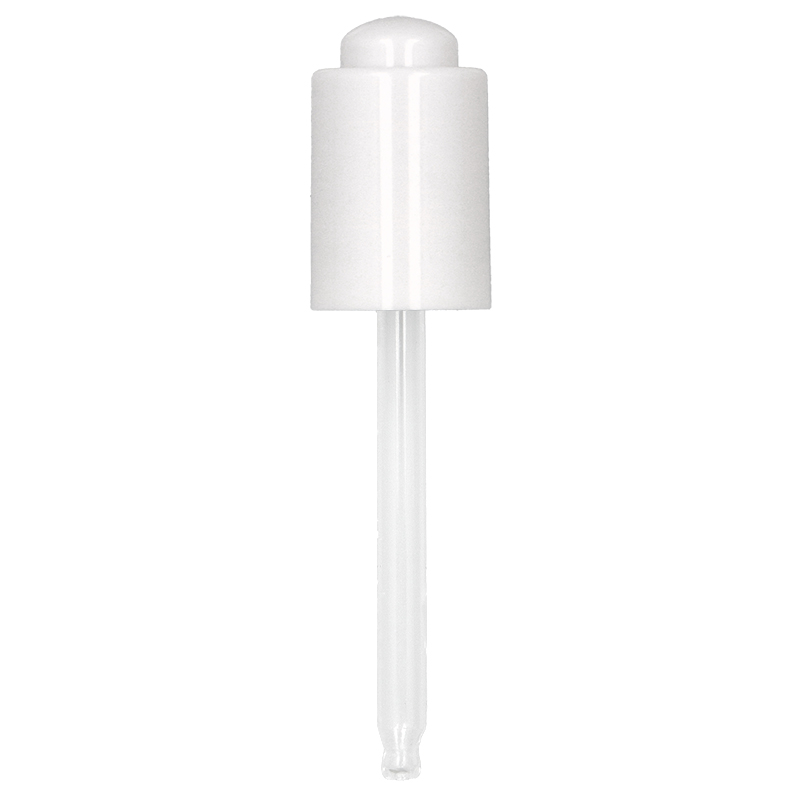 Smooth Wall Gloss White Cosmetic Push-Button Pipette, 85mm bulbous straight end