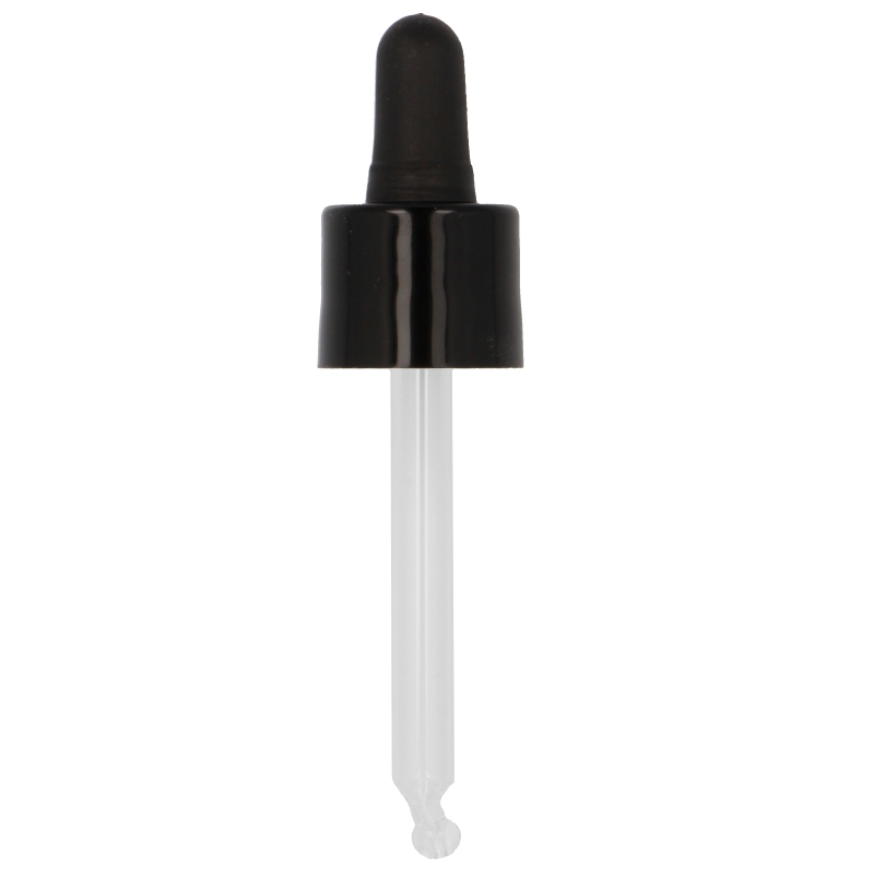 Smooth Wall Black Assembled Pipette Dropper TPE Bulb