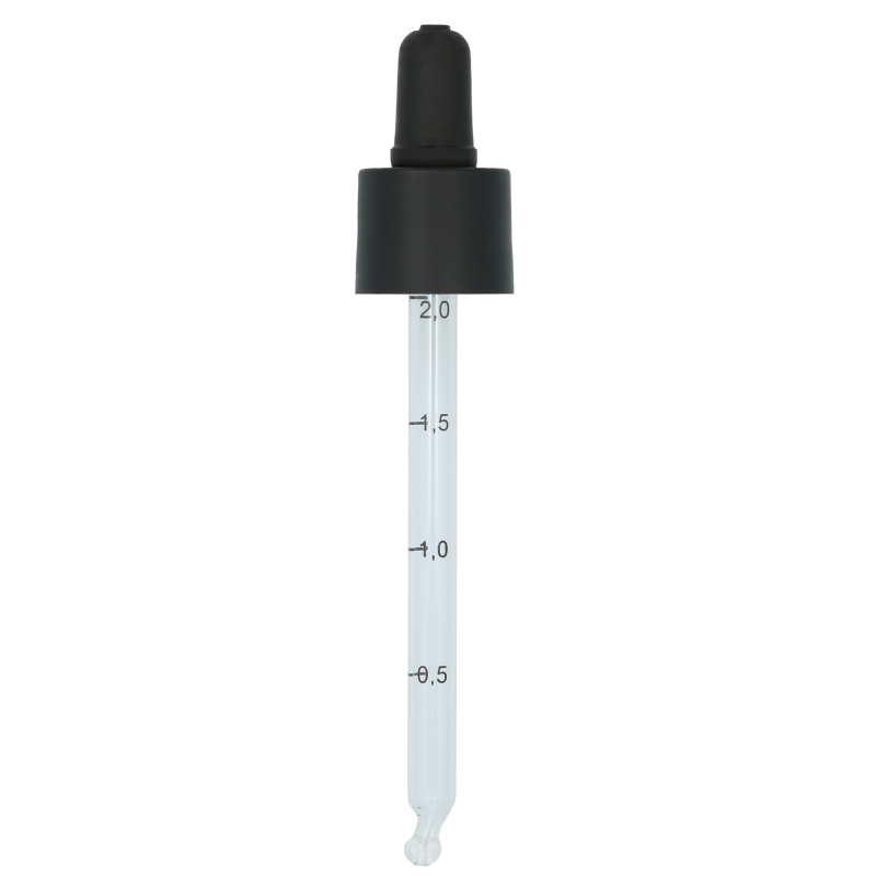 Smooth Wall Matt Black Assembled Recycled Polyprop (PCR) Pipette Dropper TPE Bulb Graduated