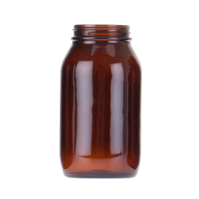 Amber Glass Round Powder Jar