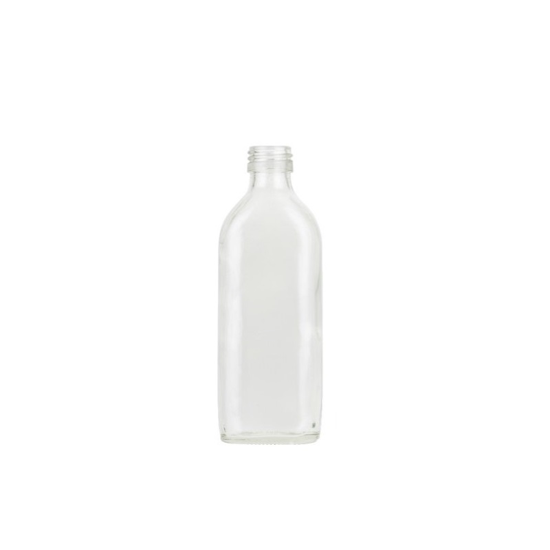 Clear Glass Sloping Shoulder Flat Bottle