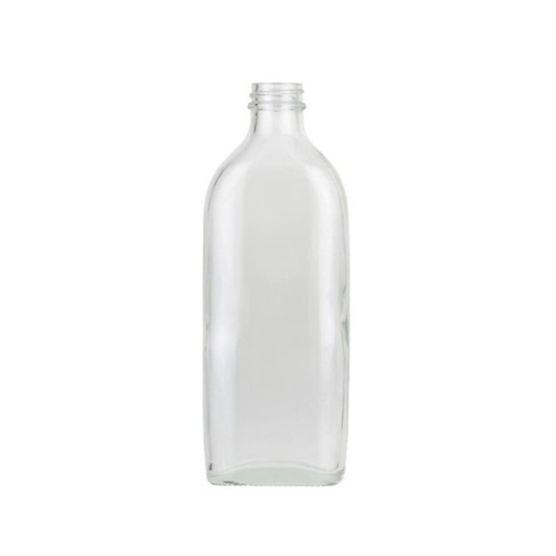 Clear Glass Sloping Shoulder Flat Bottle