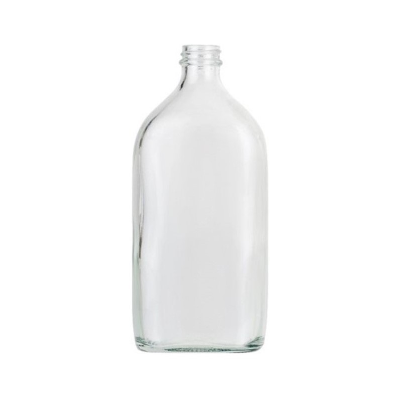 Clear Glass Sloping Shoulder Flat Bottle