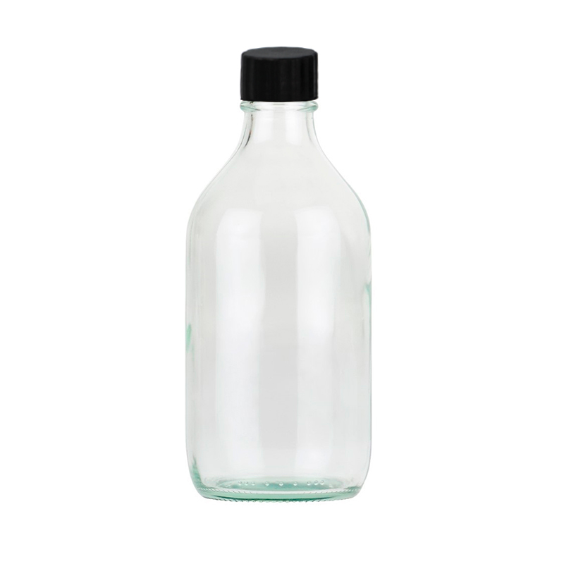 Clear Glass Winchester Bottle Capped with Black Polycone Closure