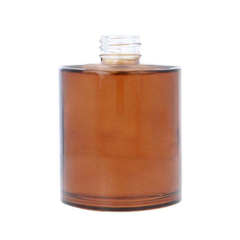 Amber Glass Cullen Cylindrical Bottle, Sprayed