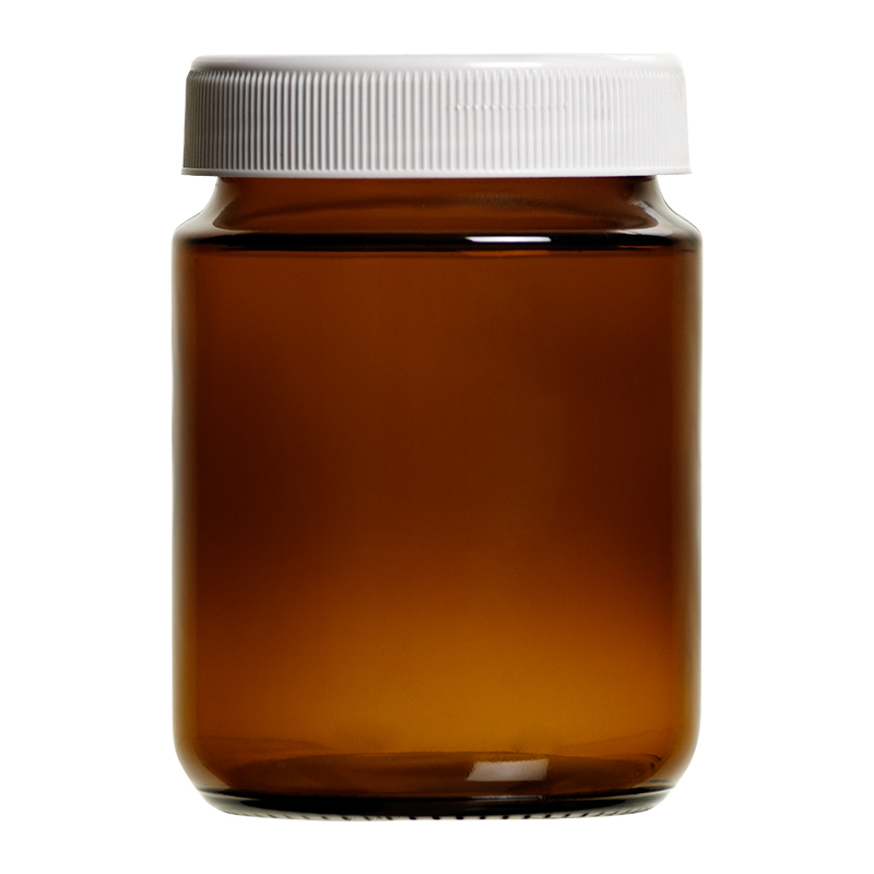 Amber Tall Stockport Jar Capped with White PP Closure