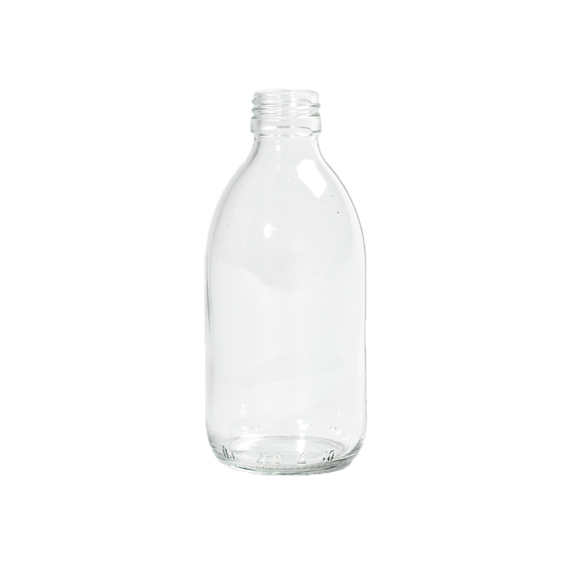 Clear Glass Medical Round Bottle