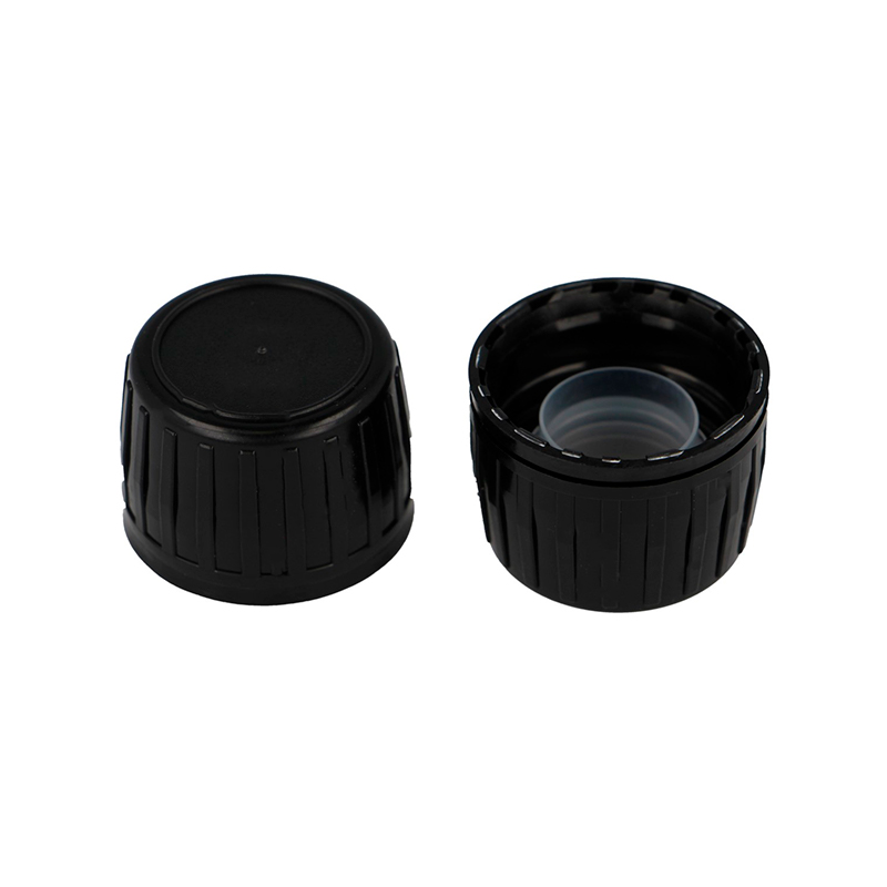 Ribbed Black LDPE Tamper Evident Closure + Single Hole Plug Insert (21.1mm)