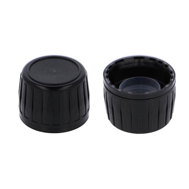 Ribbed Black LDPE Tamper Evident Closure + Single Hole Plug Insert (22.3mm)
