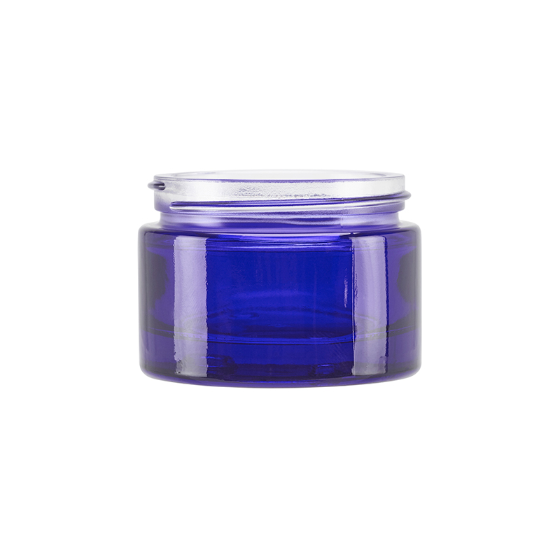 Blue Glass Round Richmond Jar, sprayed
