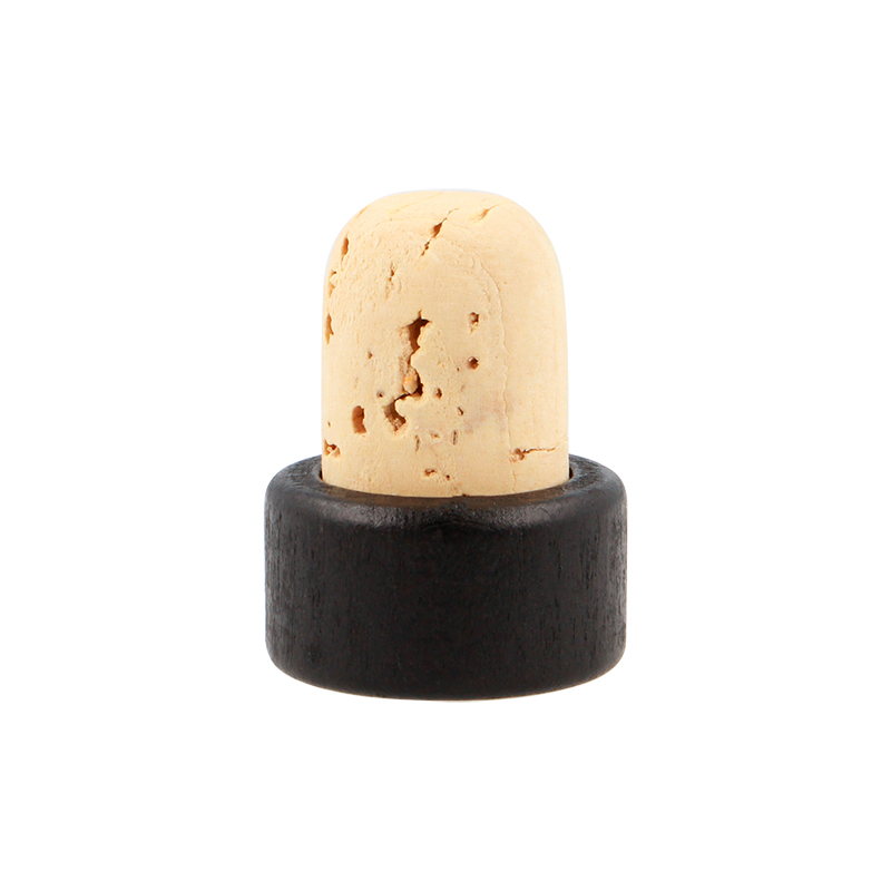 Smooth Wall Black Beechwood / Cork Wooden Top Lacqured Stopper, 27.5 x 18.5