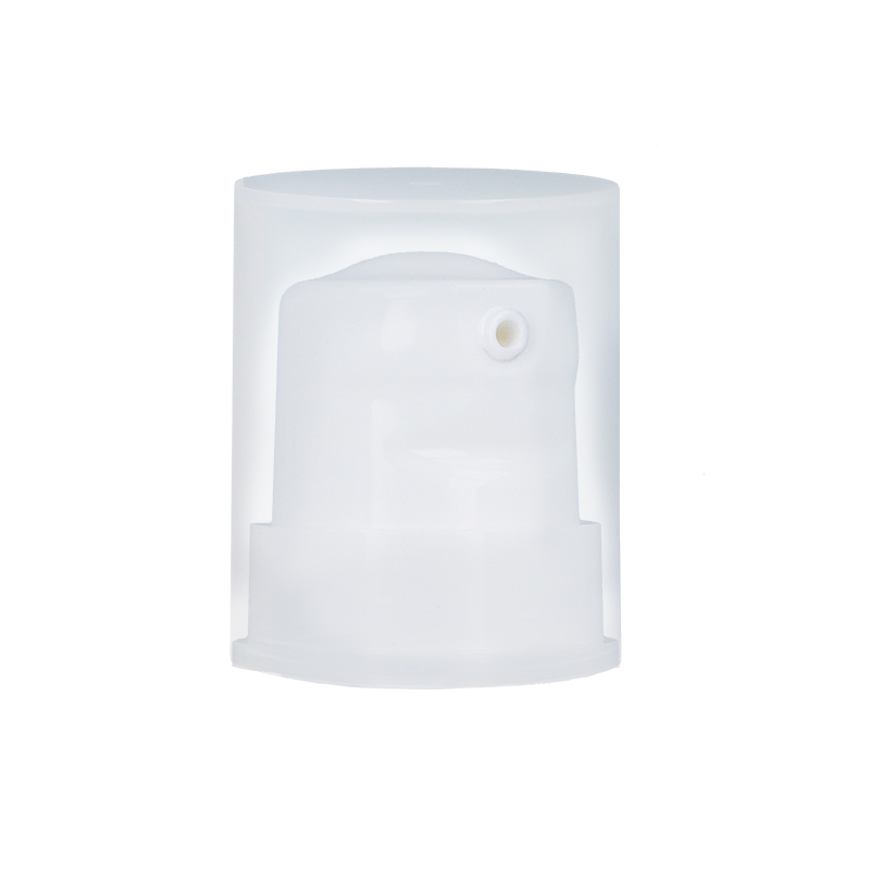 White Round Spirit All Plastic Airless Pump w/ Clear PP Overcap