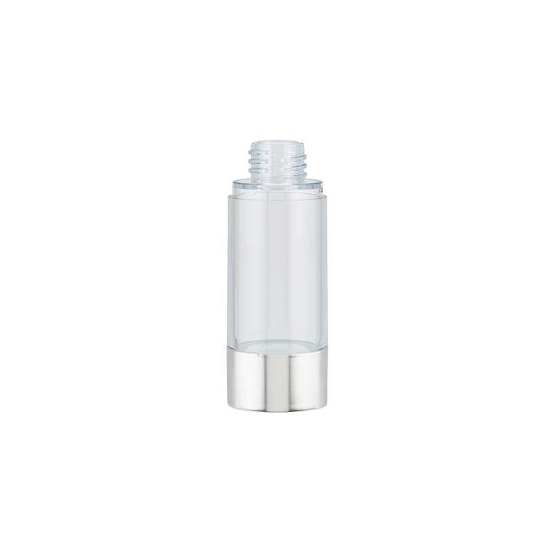 Clear/Silver VTX Slimline Airless Bottle, AS bottle Clear, ABS Matt Silver Base