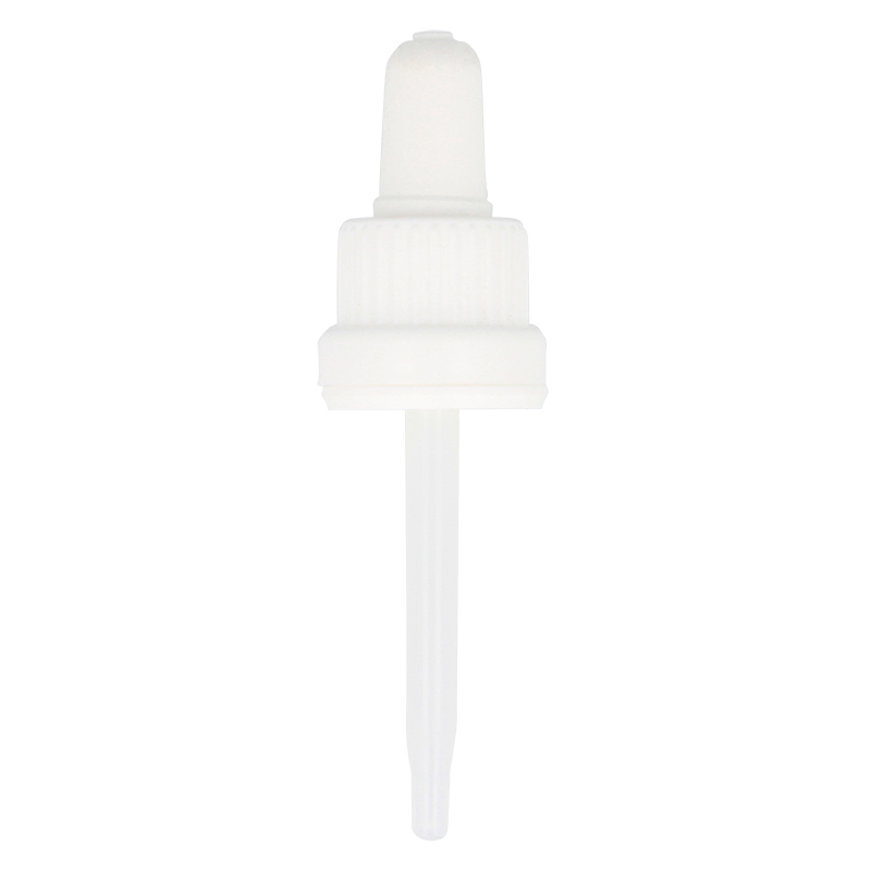 Ribbed White Assembled Tamper Evident Pipette Dropper (polypropylene stem)