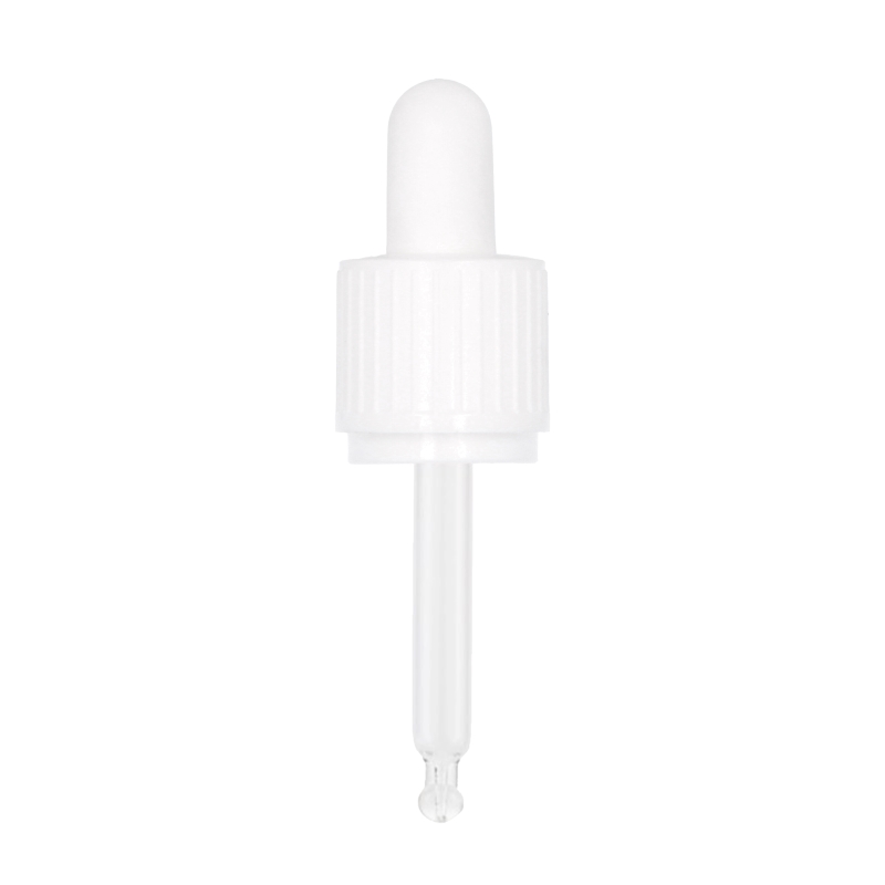 Ribbed White Assembled TE Child Resistant Pipette Dropper, TPE 1.0ml Bulb