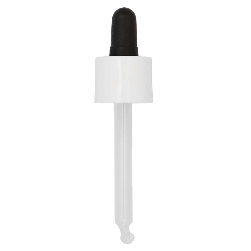Smooth Wall Gloss White Assembled Pipette Dropper Black TPE Bulb