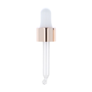 Smooth Wall Rose Gold Aluminium Cosmetic Pipette (Custom Colour) White Silicone Bulb