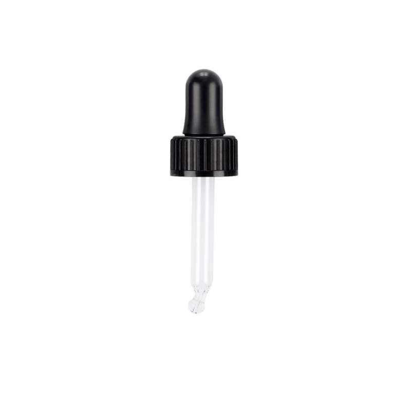 GL18 Ribbed Black Assembled Pipette Dropper