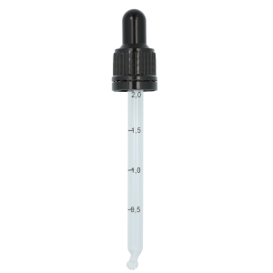Ribbed Black TE Pipette Dropper Graduated, Black Silicone Bulb