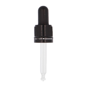 Ribbed Black Assembled TE Pipette Dropper, TPE Bulb