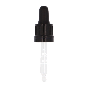 Ribbed Black Assembled TE Pipette Dropper Graduated, TPE Bulb