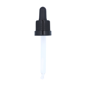 Ribbed Black Assembled Tamper Evident Pipette Dropper