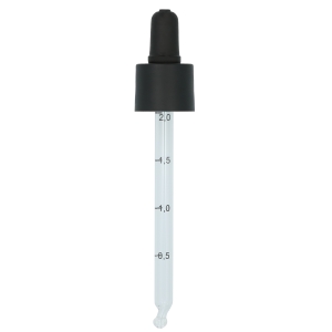 Smooth Wall Matt Black Assembled Recycled Polyprop (PCR) Pipette Dropper TPE Bulb Graduated