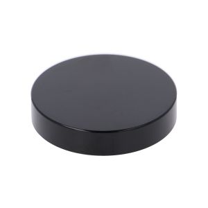 65mm Smooth Wall Black SAN Flat Lid - Layer Packed