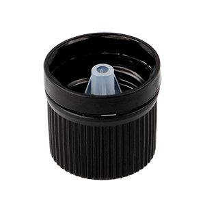 Ribbed Black TE Screw Cap c/w Rim Dropper3 (Thin liquids)