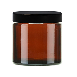Amber Glass Round Widemouth Sampling Jar c/w Black PP cap