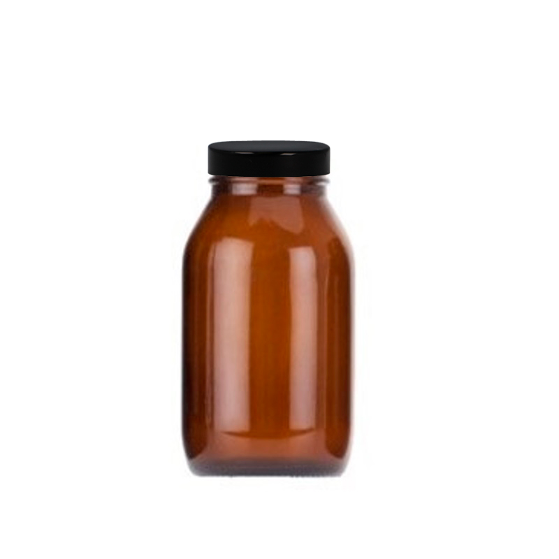 Amber Glass Powder Jar Pack c/w cap fitted
