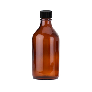 Amber Glass Winchester Bottle Capped with Black Polycone Closure