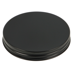 Threaded Black Aluminium Closure, Gloss Lacquered Two Sides, Plain