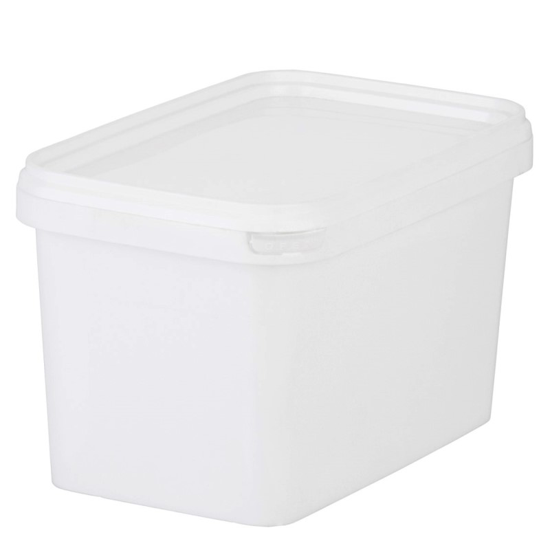 White PP Rectangular Grufty Tub c/w lid