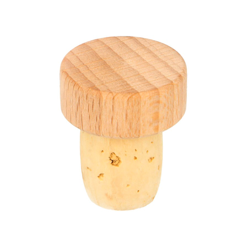 Smooth Wall Natural Beechwood / Cork Wooden Top Unlacqured Stopper