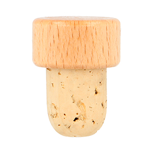 Smooth Wall Natural Beechwood / Cork Wooden Top Lacqured Stopper