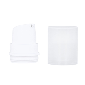 32mm White Round Spirit All Plastic Airless Pump v2 w/ Clear PP Overcap