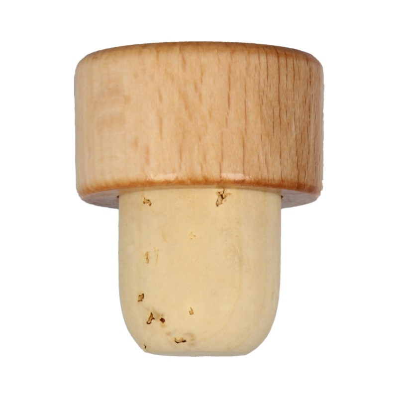 Smooth Wall Natural Beechwood / Cork Wooden Top Lacquered Stopper