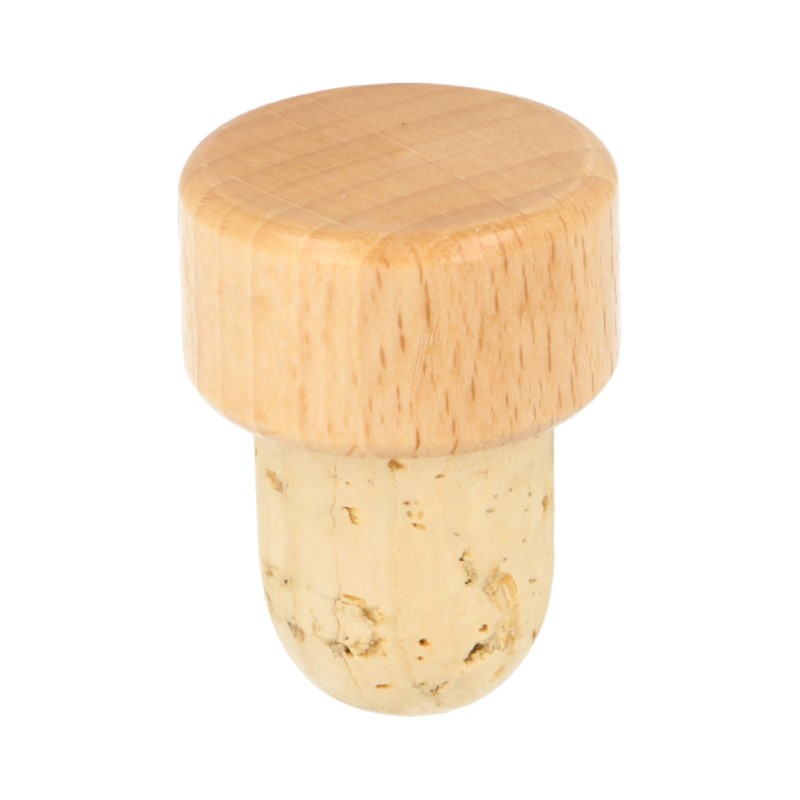 Smooth Wall Natural Beechwood / Cork Wooden Top Lacqured Stopper