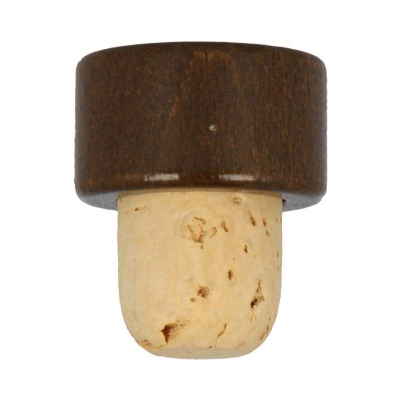 Smooth Wall Dark Brown Beechwood / Cork Wooden Top Stained Stopper