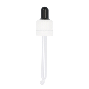 Ribbed White TE Pipette Dropper Pipette Black Silicone Bulb